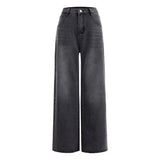 Retro Black Women's High Waist Wide Leg Jeans