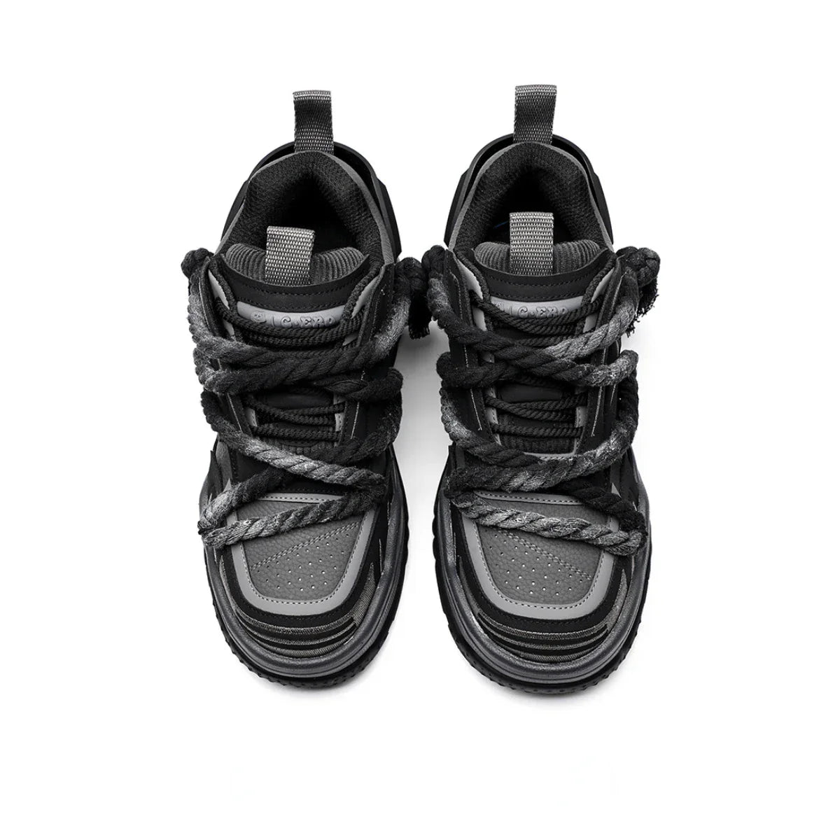 Retro Black Punk Cowhide Sneakers