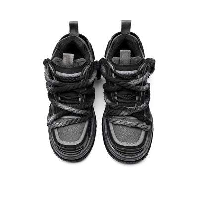 Retro Black Punk Cowhide Sneakers