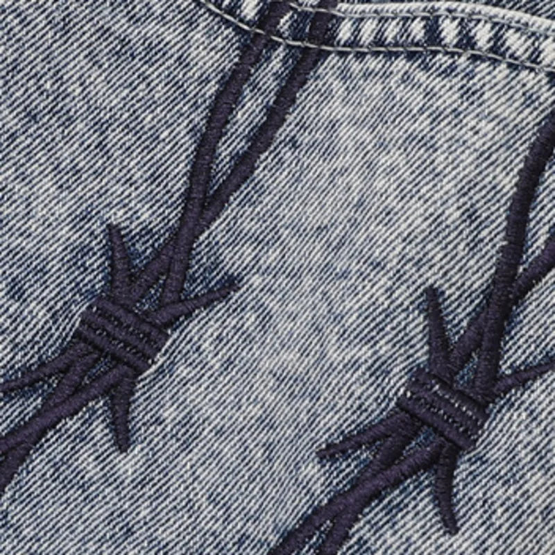 Contrast Color Embroidered Denim Jeans