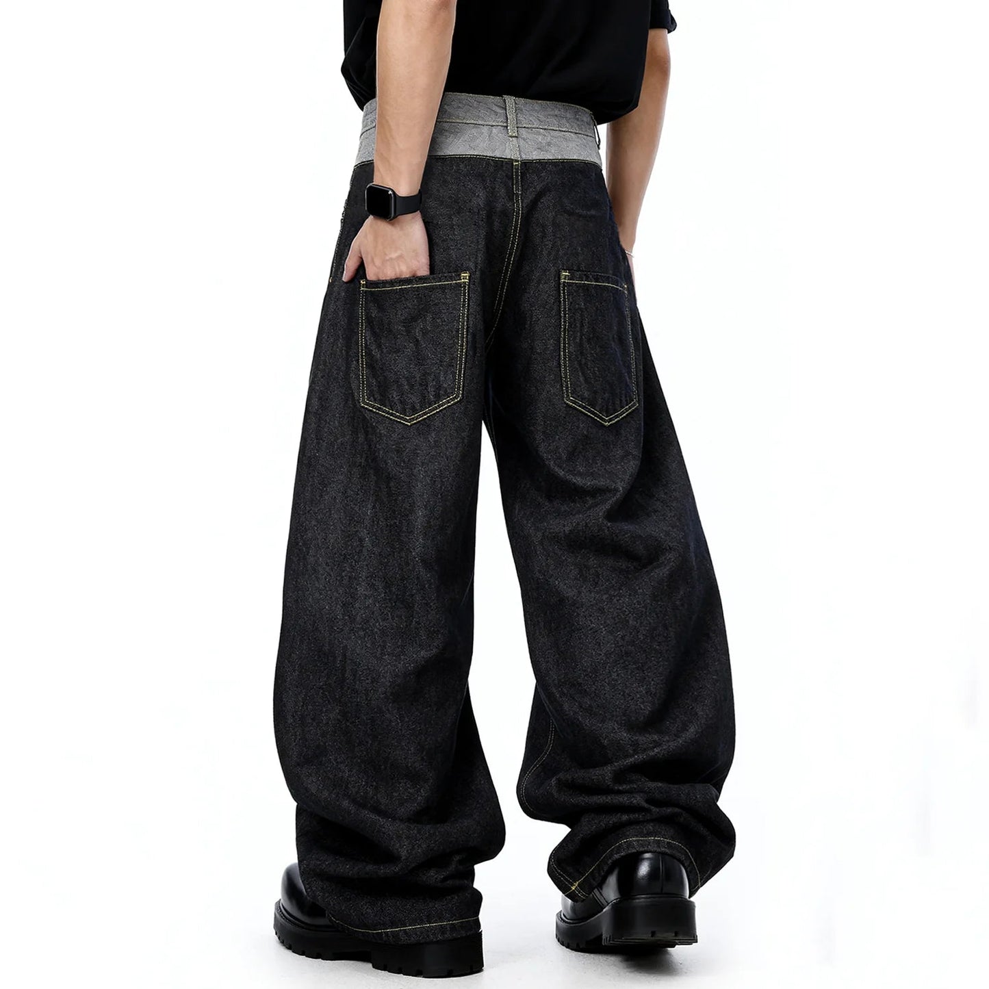 Double-waisted Baggy Wide Leg Jeans