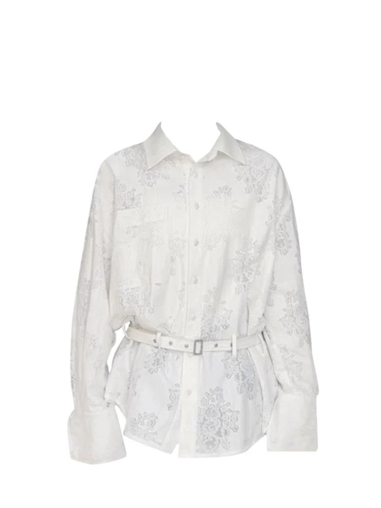 Old Money French Vintage Blouse With Belt