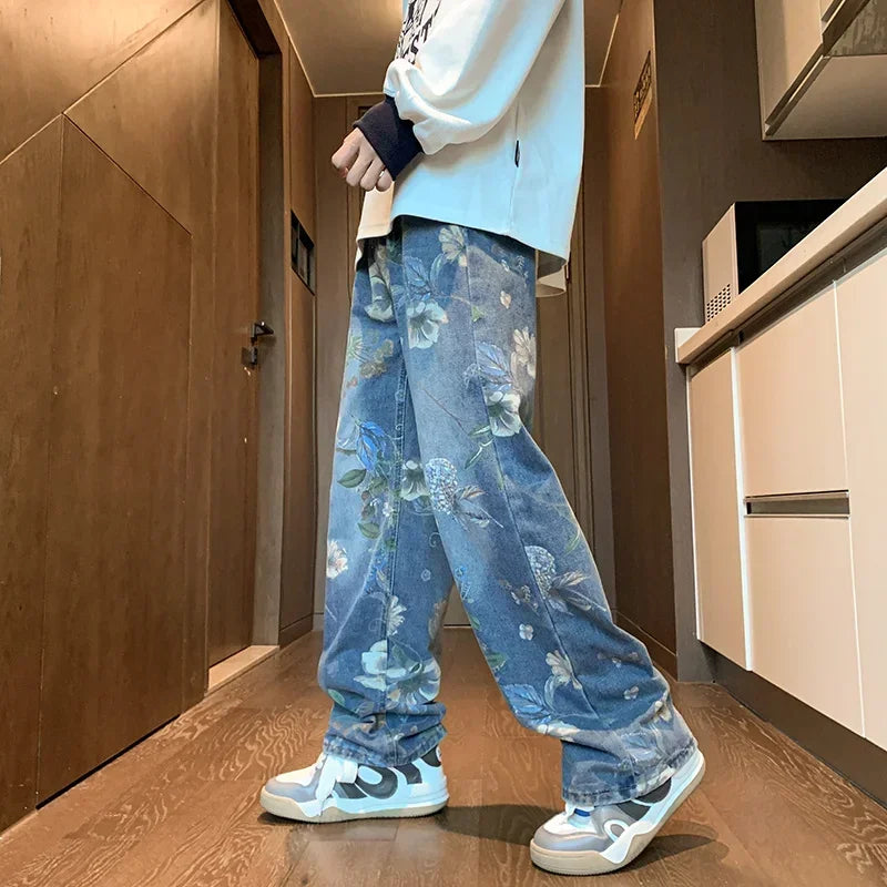 Autumn Floral Wide Leg Jeans