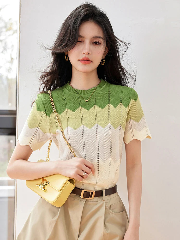 Chic Korean Knitted Short Top