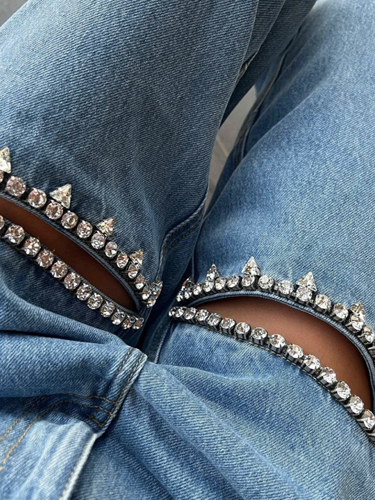 Baddie Embellished Ripped  Denim Jeans