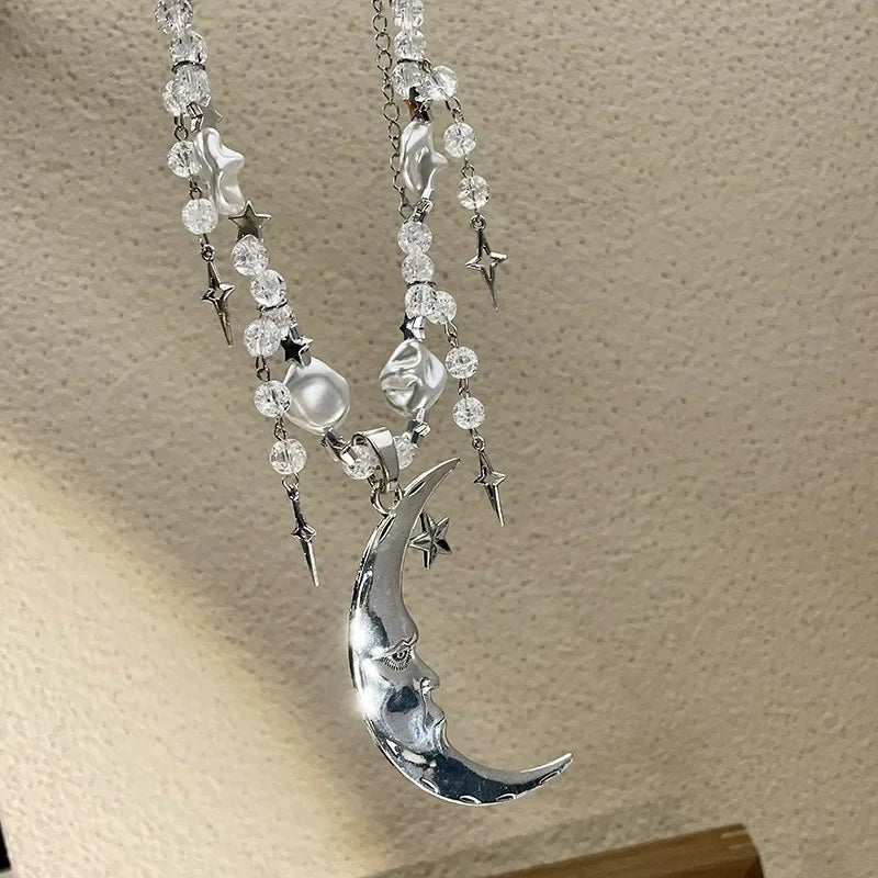 Soft Girl Moon & Stars Beaded Necklace