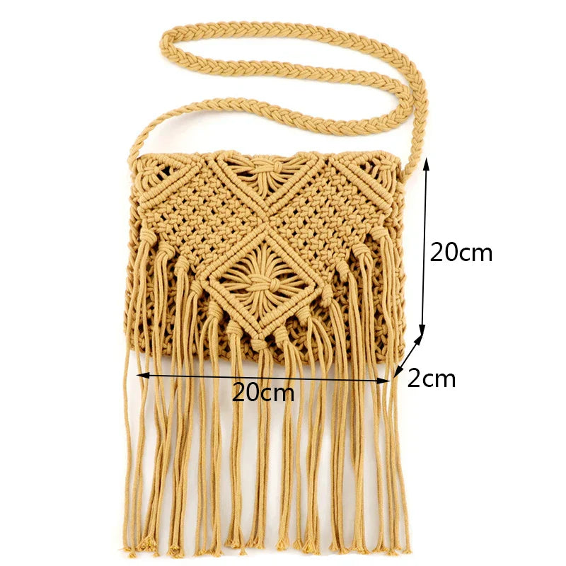 Women Crochet Tassel Beach Bag