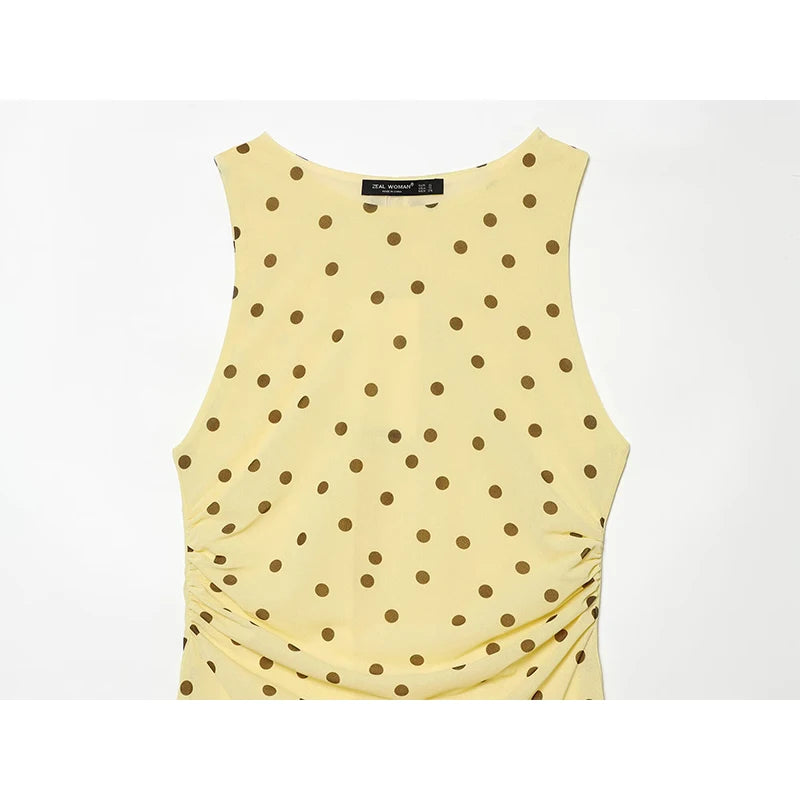 Flowy Yellow Polka Dot Maxi Dress
