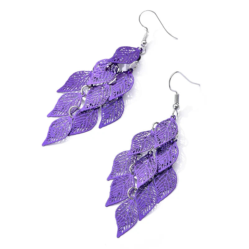 Vintage Hollow Leaves Shiny Earrings