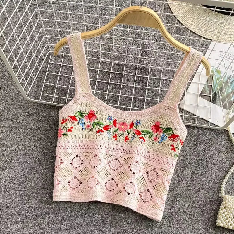 Vintage Knitted Retro Crochet Women Tank Tops