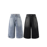 Jeans-Jorts mit geradem, weitem Bein