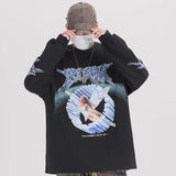 Retro Angel Print Loose Hip Sweatshirt