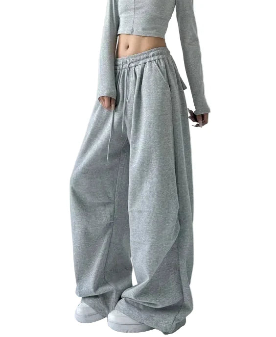 Graue weite Hose mit Kordelzug