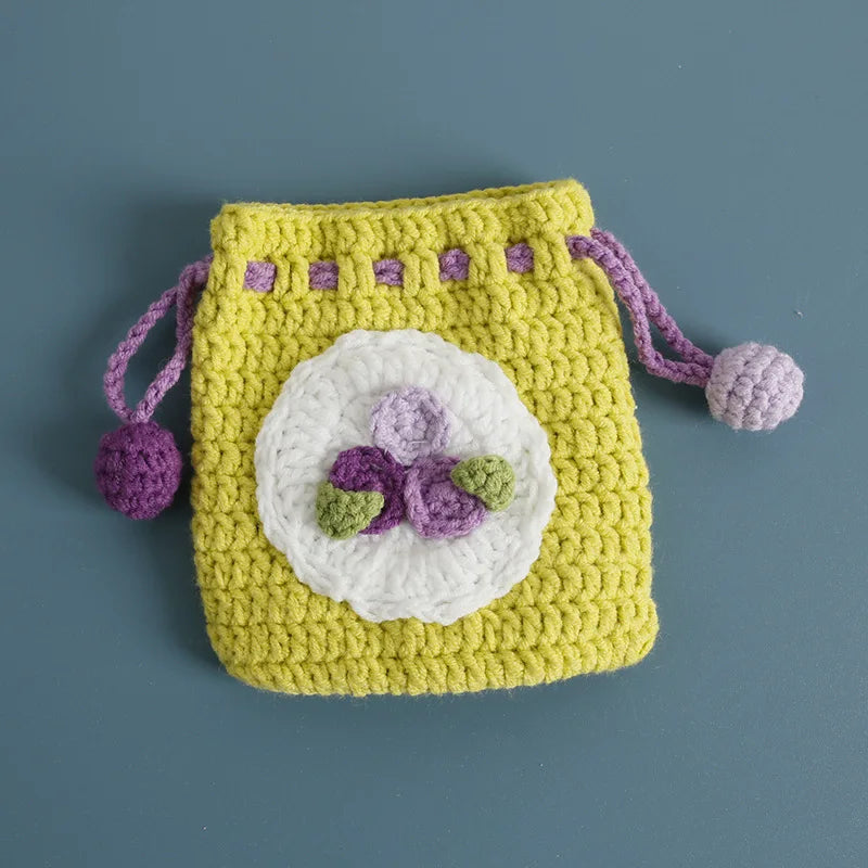 Kawaii Fruit Crochet Coin Wallet Mini Handwoven Bag