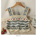 Vintage Knitted Retro Crochet Women Cropped Tank Tops
