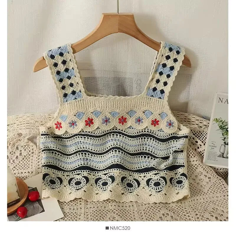 Vintage Knitted Retro Crochet Women Tank Tops