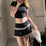 Coquette Vintage Ruffle Mini Skirt
