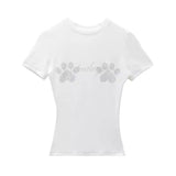 Y2K Paws Print Slim Crop Top