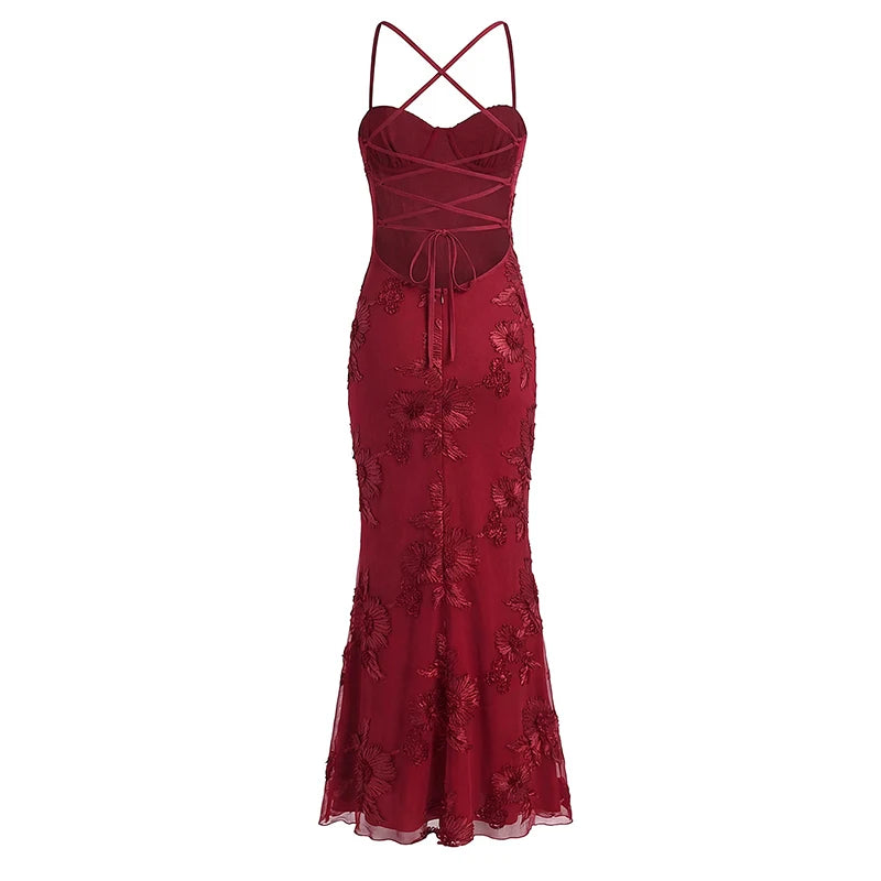 Sexy Lace Up Backless Mermaid Elegant Dress