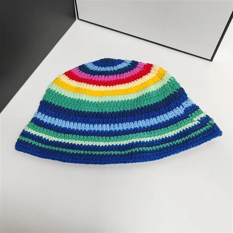 Crochet Striped Contrast Fisherman Hat