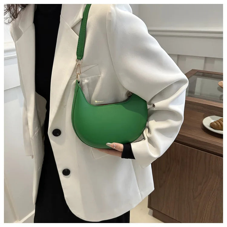 Crescent Moon Chic Leather Handbag