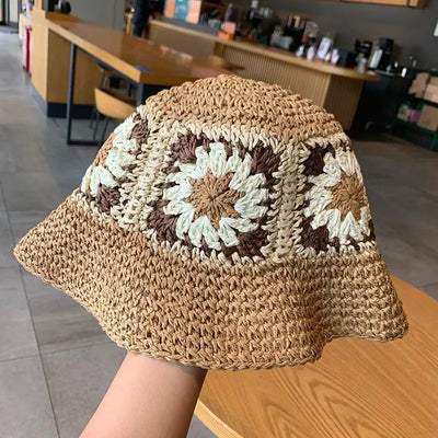 Sun Wide Brim Hand Woven Flowers