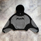 Y2K Bestickter grauer Hoodie