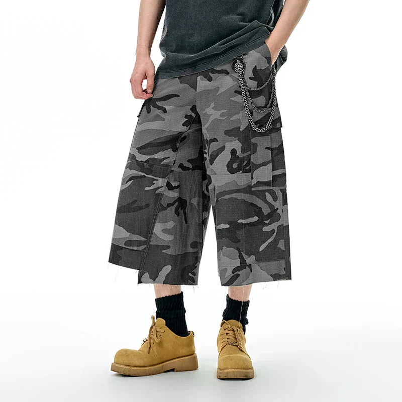 Gray American Plaid Cargo Jorts