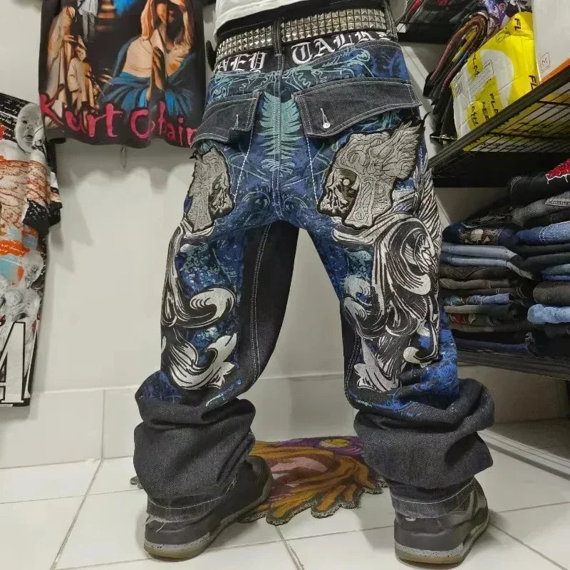 Cartoon Embroidery Vintage Jeans