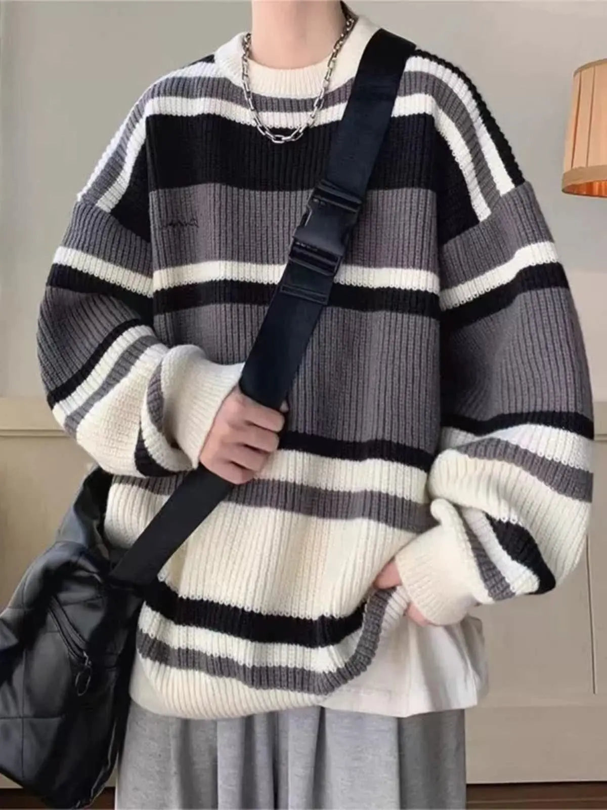 Y2K Vintage gestreifter Strickpullover
