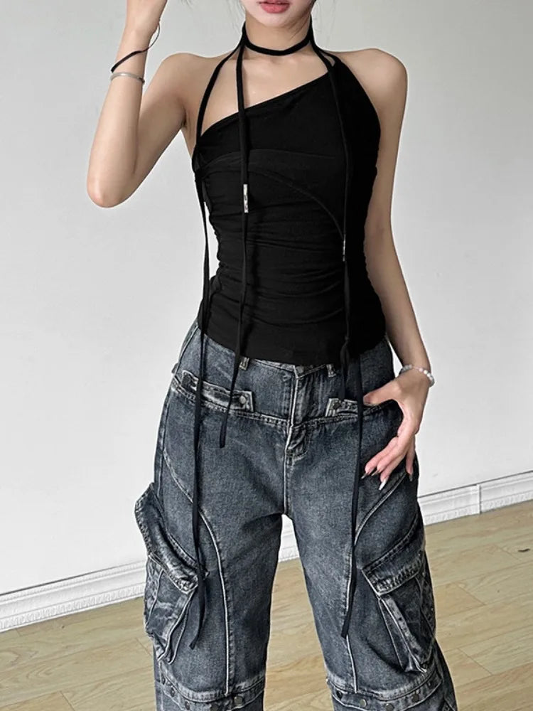 Y2K Sexy Bandage Halter Vintage T-Shirt