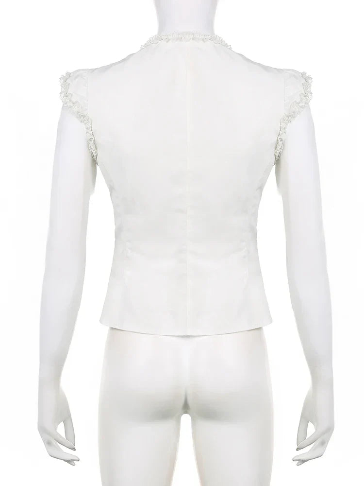 Coquette Ruffle Trim Soft Crop Top