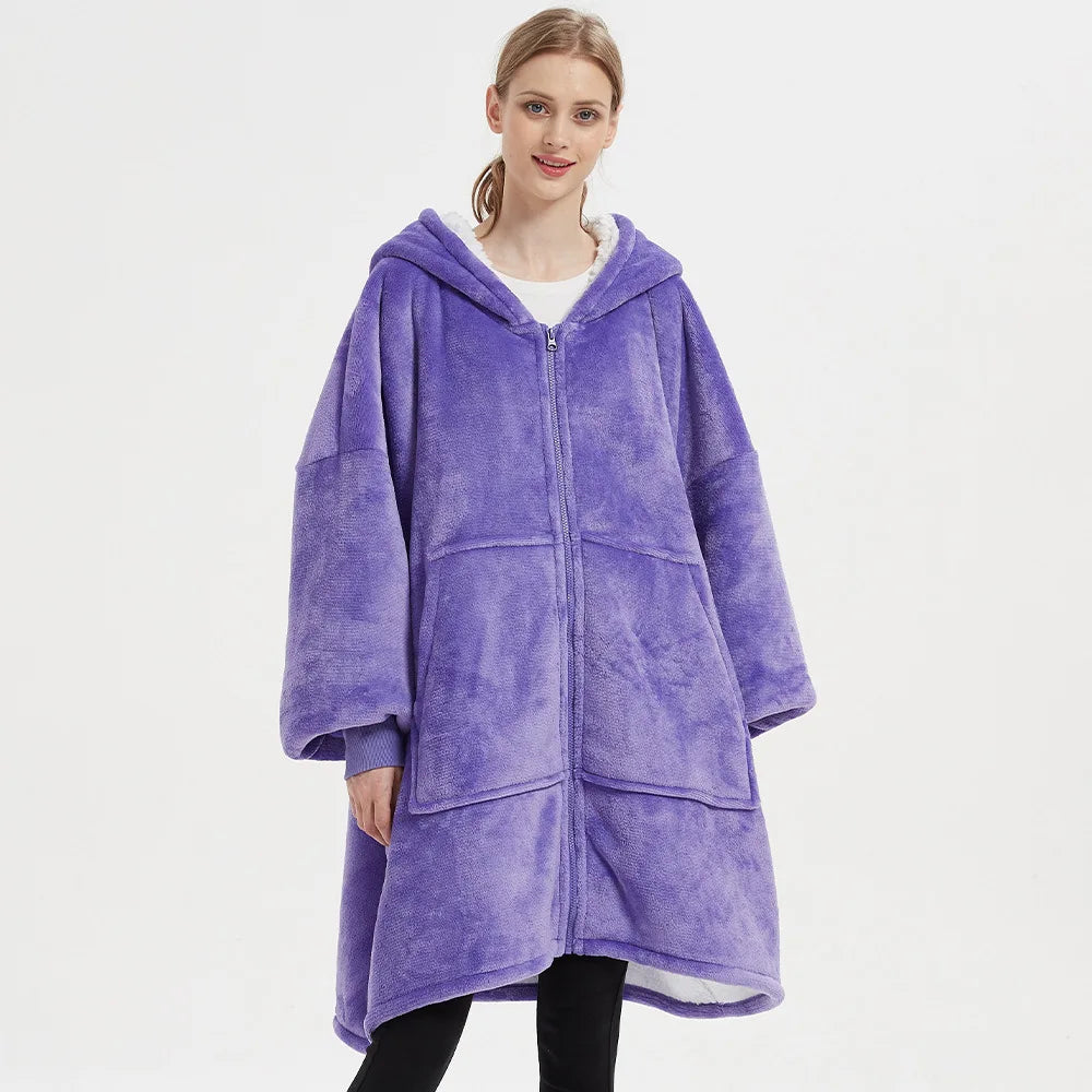 Lazy blanket Hooded Couple Zipper Pyjamas