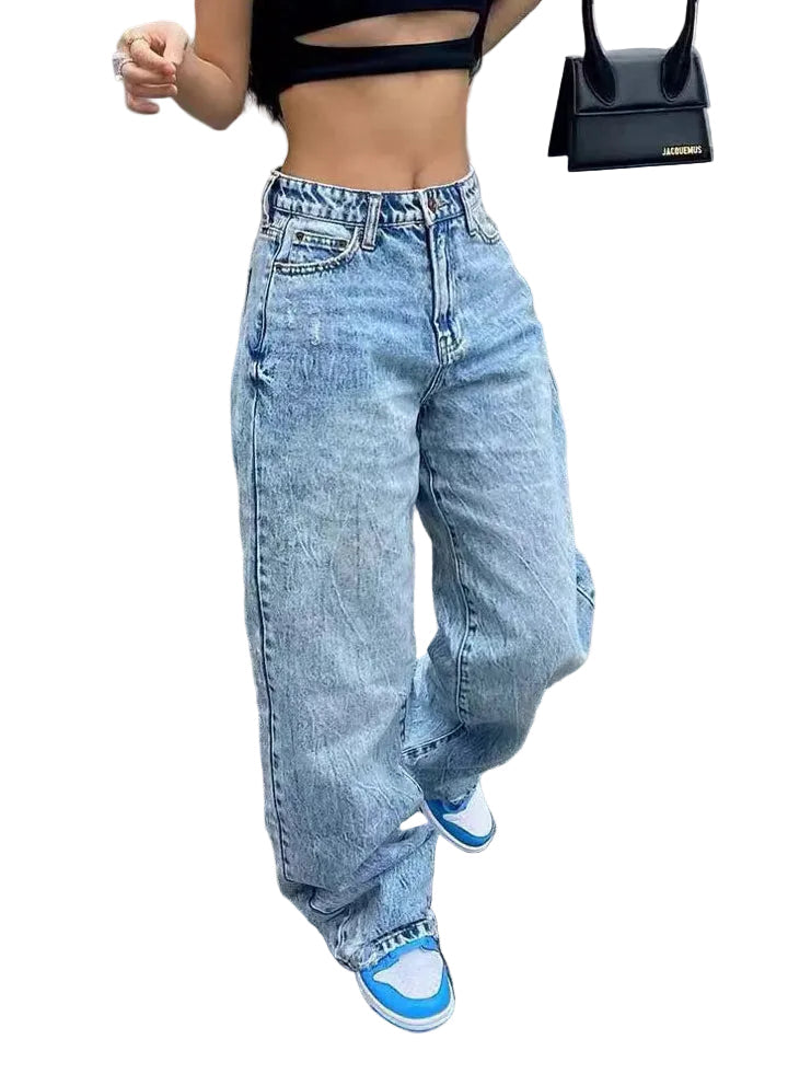 Y2K Straight Jeans aus Denim