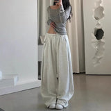 Vintage Grey Wide Leg Retro Pants