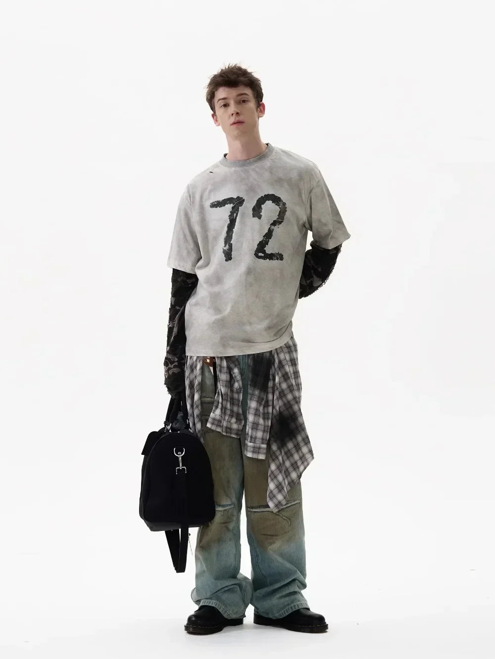 "72" Camouflage Long Sleeve Spliced T-Shirt
