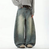 Faded Wide Leg Vintage Denim Jeans