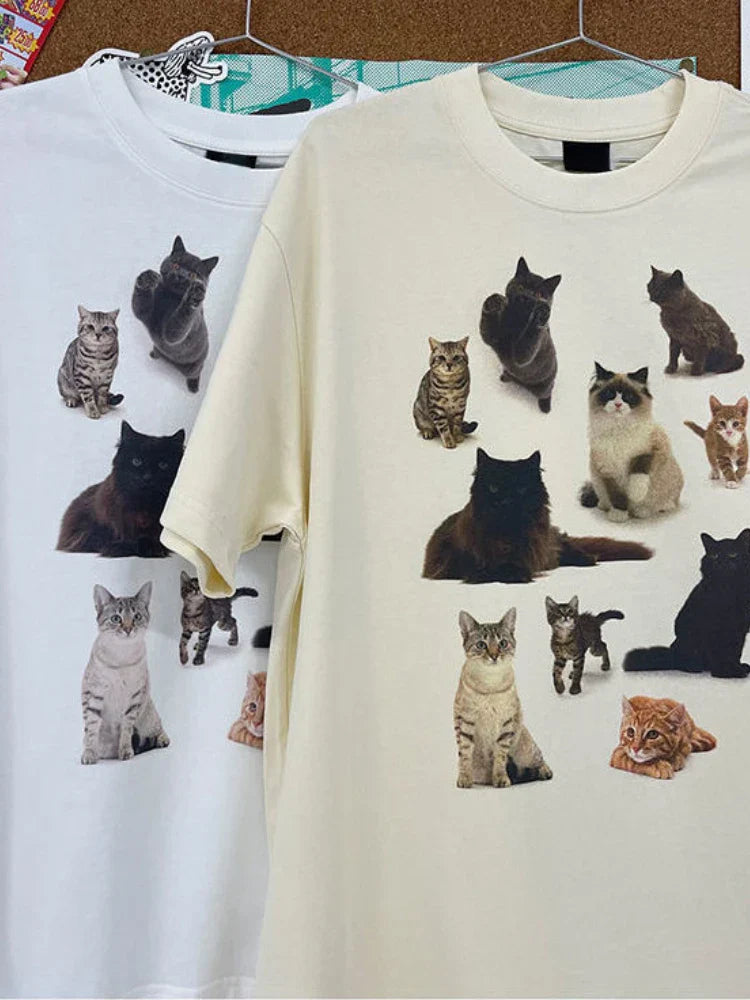 Y2k Cat Party Casual T-shirt