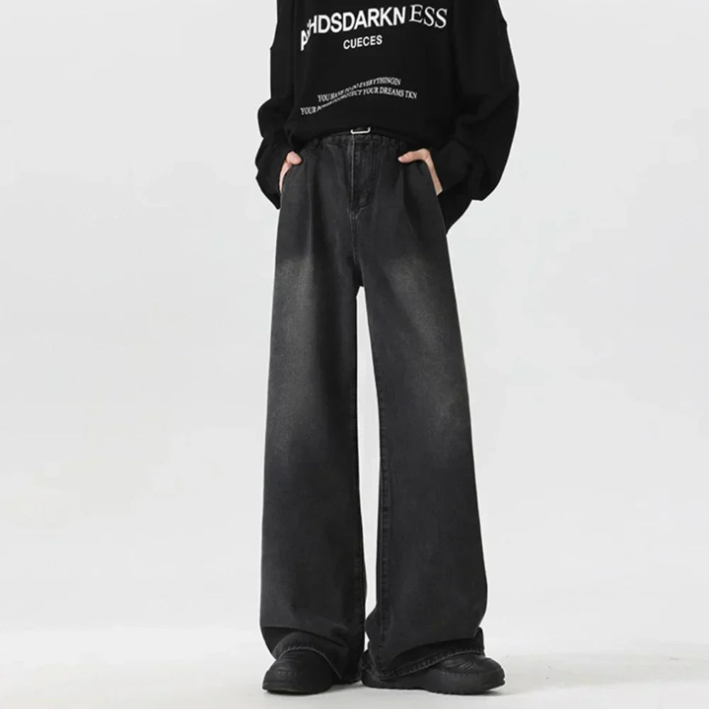Solid Color Wide Leg Jeans
