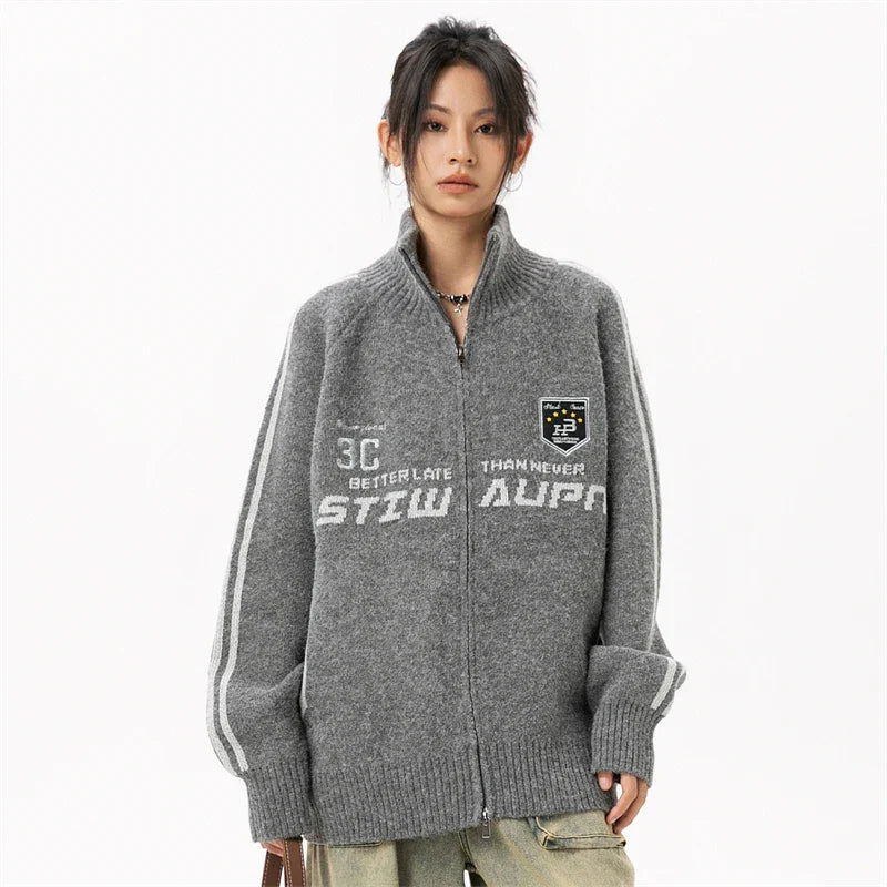 Luxury Oversized Knitted Zip-Up Sweatshirt