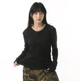 Solid Color Korean Long-Sleeved T-Shirt