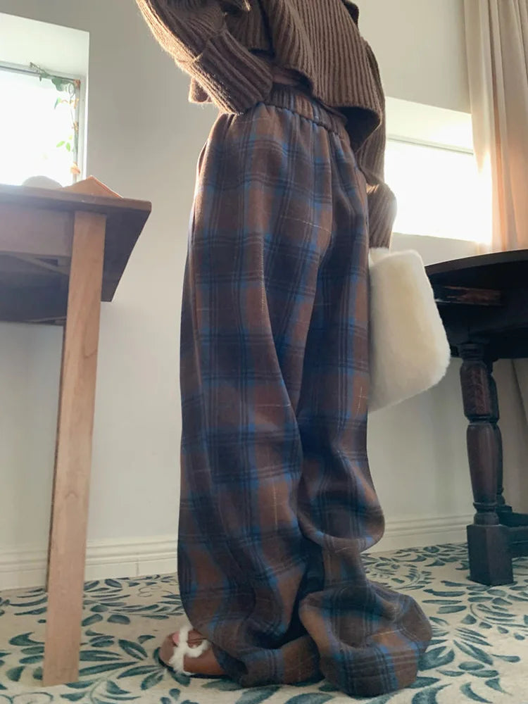 High Waisted Vintage Plaid Pants