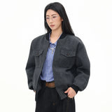 Corporate Girlie Gray Aviator Women's Varsity jacket