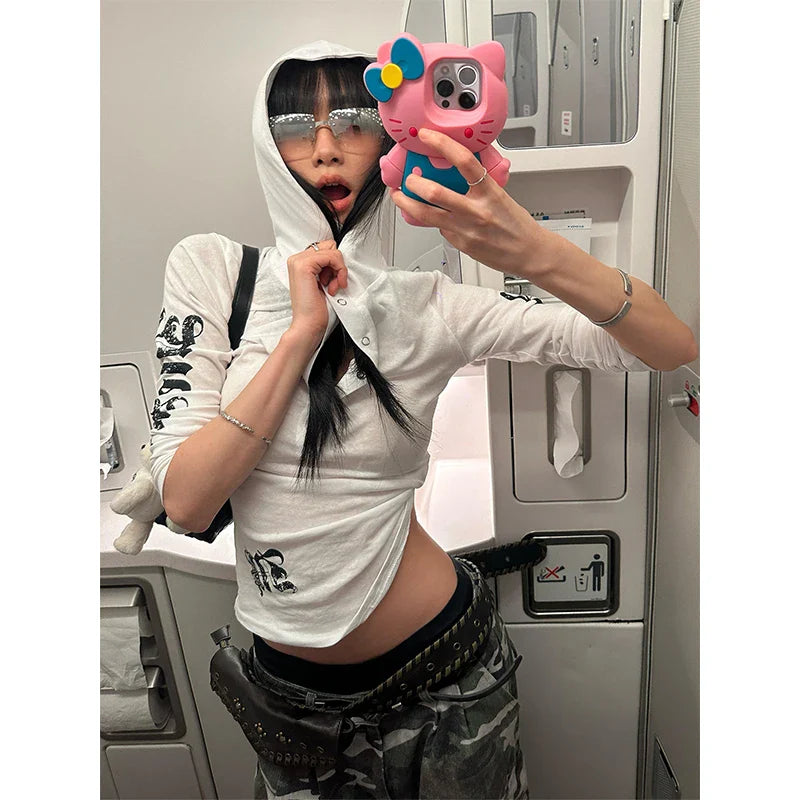 2000s Long Sleeve Gothic Hoodie