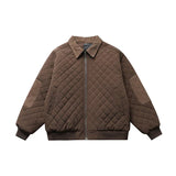 Diamond Pattern Padded Windbreaker Jacket