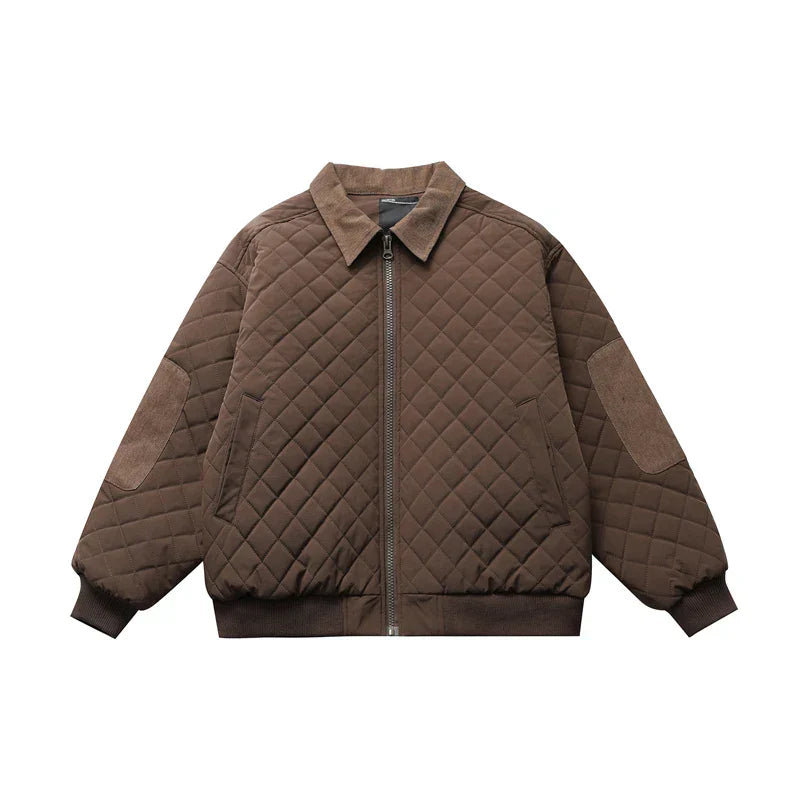 Diamond Pattern Padded Windbreaker Jacket