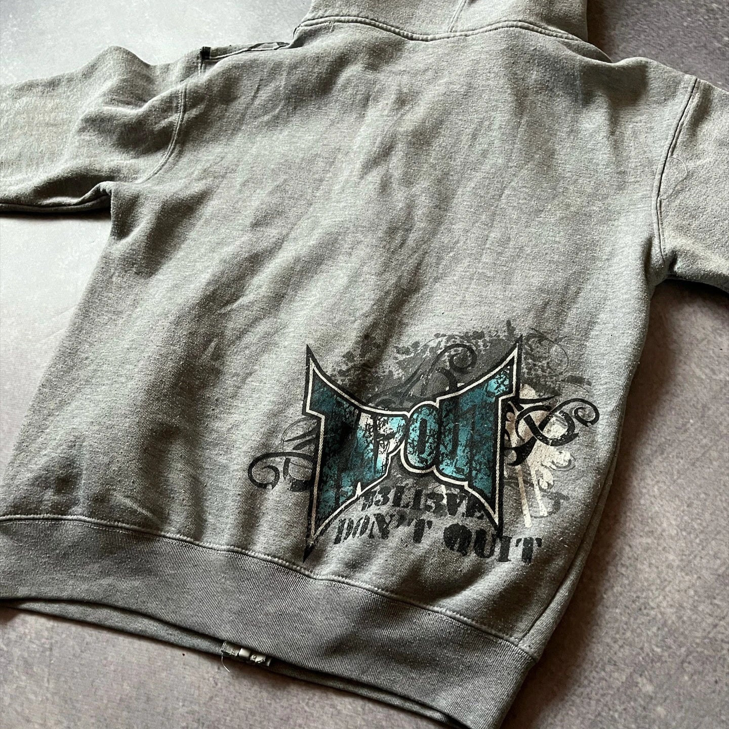 Retro Gray Zipper Oversized Hoodie