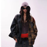 Long Sleeve Patchwork Plaid Retro Shirt