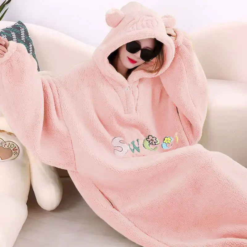 Sudadera con capucha y manta de forro polar suave