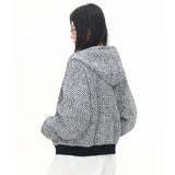 Eleganter grauer Kapuzenpullover mit Reißverschluss